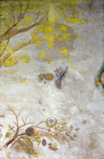 Ramo fiorito giallo, parte di uno schermo, 1901 da Odilon Redon